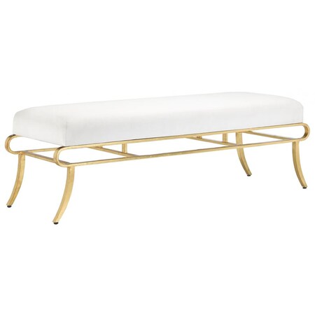 Currey and Company 7000-0121 Transitional Bench, Champ, Gld Finish, 18.00 inches, Gold Leaf